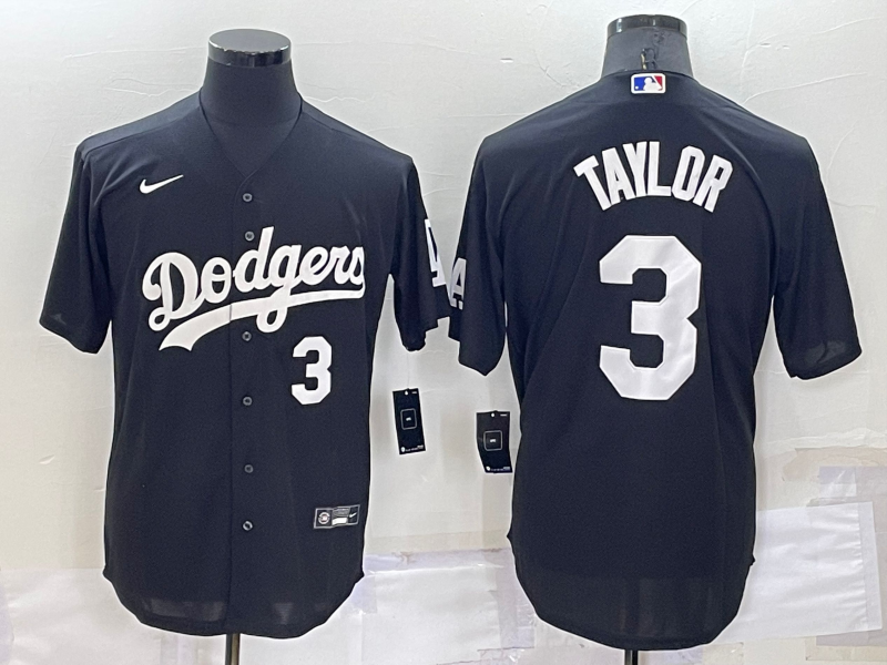 Men's Los Angeles Dodgers #3 Chris Taylor Black Cool Base Stitched Baseball Jersey Men's Los Angeles Dodgers #3 Chris Taylor Black Cool Base Stitched Baseball Jersey